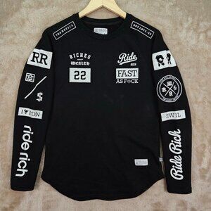 Ride Rich Sweatshirt Men's Size S Black Motorcycle Riding Long Sleeve Biker